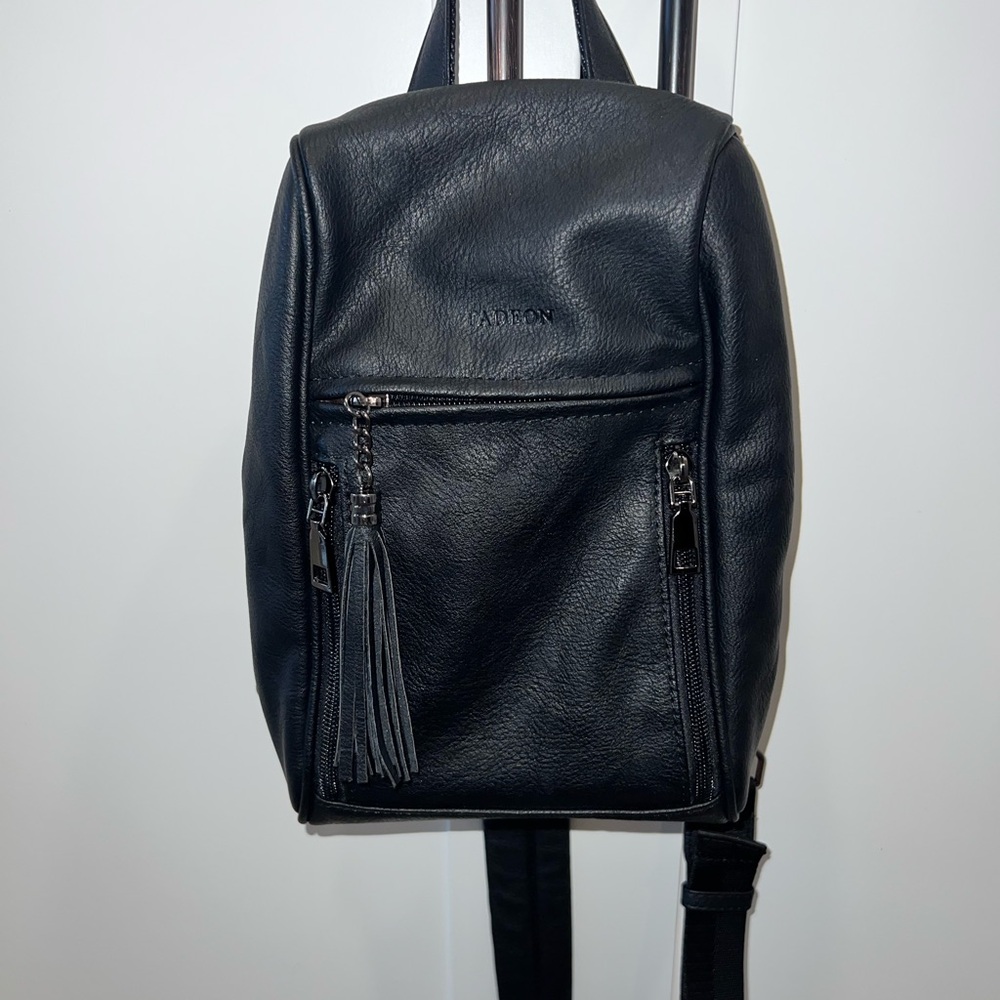 Fadeon Black Sling Backpack with Tassel Accent